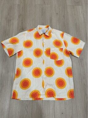 Portuguese Flannel Lyocell Sun Camp Collar Shirt Men's Size Medium Orange